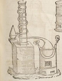 Bild 61: Destillations-Säule, Lonicer, 1573.
